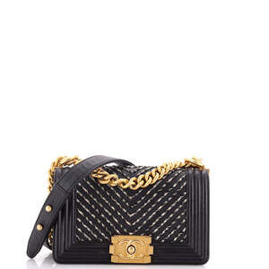 Chanel Small By The Sea Boy Flap Bag Chevron Embroidered Calfskin